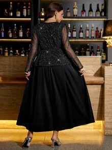 Ellevyn Váy thời trang thanh lịch viền đen cỡ lớn - màu đen - Xem 4
