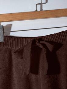 Franclia 2件套女士高端优雅针织毛衣，白色，秋冬 - 咖啡棕 - 查看 6