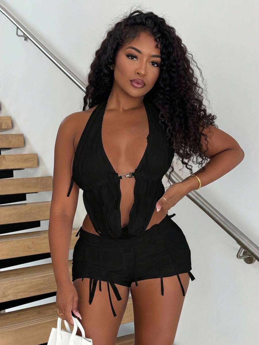 Alexandranx 女士日常两件套服装 - 黑色 - 查看 1