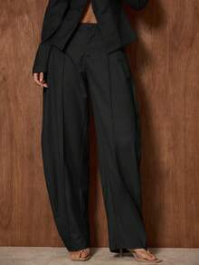 MUSERA 中腰宽松褶皱灯笼裤，适合约会、外出、夜生活、工作、冬季派对、春季穿着。