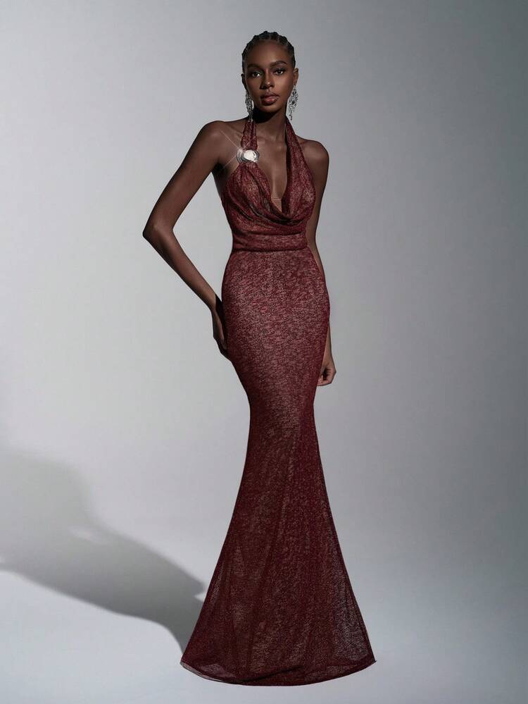 metallic mesh knit dress Suki Metallic Knit Maxi Dress / Gold | MESHKI
