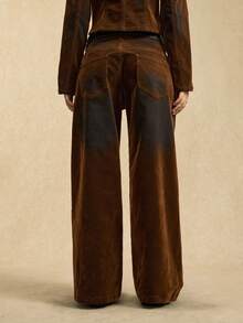 Easelle Vintage Nomadic Bohemian Y2K Washed Loose Leg Women Pants Cowgirl Pants Brown Pants For Women Wide Leg Pants Western Pants Cowboy Pants - Multicolor - View 2