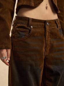 Easelle Vintage Nomadic Bohemian Y2K Washed Loose Leg Women Pants Cowgirl Pants Brown Pants For Women Wide Leg Pants Western Pants Cowboy Pants - Multicolor - View 4