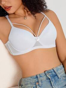 DesireSculpt 1 Stück Damen Weißer Drahtloser Bequemer Stützender Nicht-Durchhängender BH