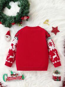 Jeune garçon col rond pull casual imprimé tout-sur-tout, pour Noël