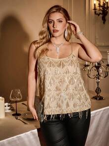 Auralis 2 chiếc áo dây mảnh đính hạt cỡ lớn dành cho nữ, dự tiệc, năm mới - Nhiều màu - Xem 5