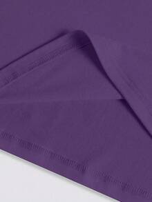 SHEIN LUNE 1 Stück Damen Einfarbiges Lässiges Bequemes Vielseitiges Langarm T-Shirt - Violett - Übersicht 3