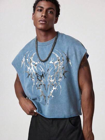 Street Life Débardeur décontracté de mode de rue Y2K pour hommes, imprimé flocon de neige, été