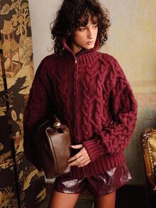 Arave Women's Fashion Zipper Half-Placket Cardigan Sweater