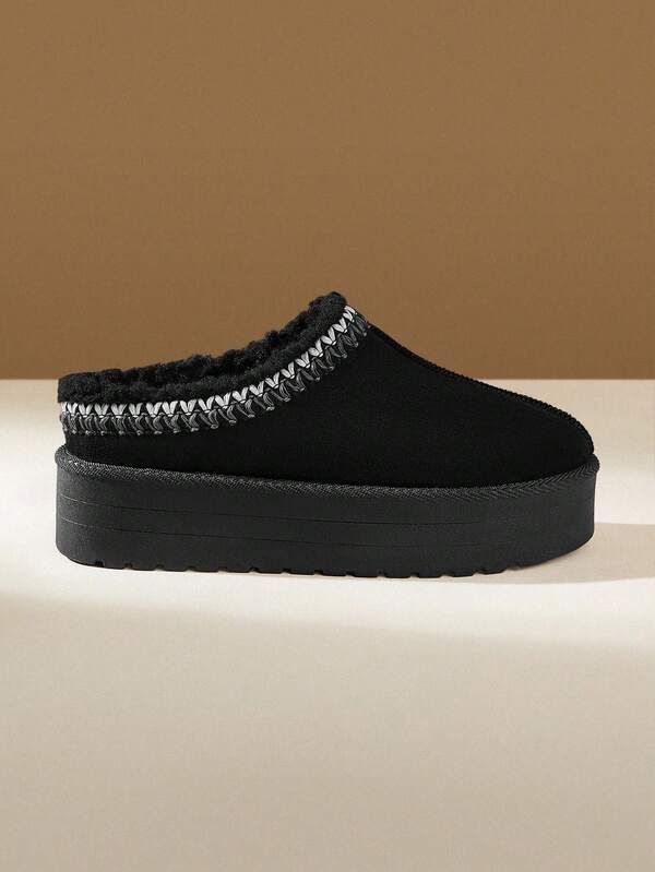 CUCCOO EASI Pantuflas casuales con suela gruesa y forro térmico para mujer en invierno