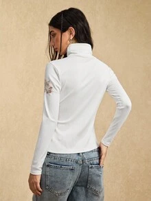 Easelle Vintage Bohemian Flower Embroidery Turtleneck Tight Fitting Base Layer Top Autumn Outfits For Women Christmas Outfit For Women