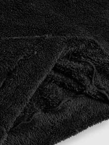 ROMWE Goth 深哥特黑猫刺绣保暖内衬休闲连帽长袖女式运动衫，秋冬款 - 黑色 - 查看 5