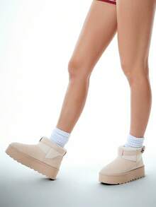 Solezae Women's Fashion Warm Buckled Ankle Strap Platform Slip On Winter Boots