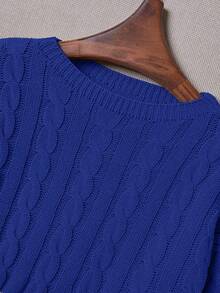 Franclia Casual Solid Color Lantern Sleeve Sweater, Autumn - Teal Blue - View 4
