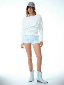 Solezae Women Comfortable Point Toe Block Heel Embroidered Cowboy Ankle Boots - Blue - View 5