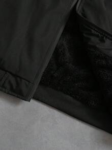 Manfinity Homme Jaket Bomber Pria Kasual Sehari-hari, Minimalis, Warna Polos, Resleting, Lengan Panjang, Lapisan Termal, Musim Gugur/Dingin - Hitam - View 8