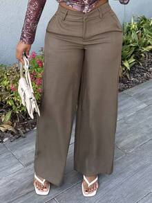 Alexandranx Business Office,Work MUSERA Loose Fit Tailored Pants Spring Old Money Casual, Beachwear, Holiday Fall, Autumn, Winter, Back To School Office Work - Dark Grey - View 4