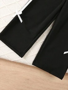 Genkimix Kids 2 件套紫色蝴蝶结运动衫和裤子套装，适合 4-7 岁小女孩，休闲运动套装，秋季 - 黑色 - 查看 5