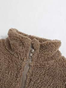 SHEIN Boys' Casual Fuzzy Collar Jacket, Loungewear