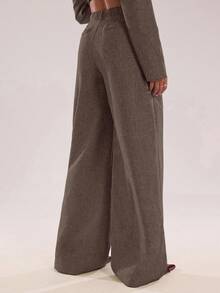 SHEIN BAE Minimalist Elegant Commuter Casual Straight Leg Pants Autumn Winter Clothes For Women - Coffee Brown - View 2