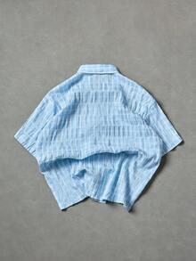 Manfinity EMRG Camisa casual de hombre de solapa única a cuadros con pliegues y manga corta - Multicolor - Ver 2