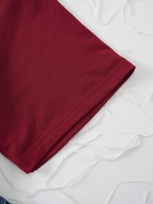 Attitoon Oversized, lässiges, minimalistisches Buchstaben-Grafik-Rundhals-Kurzarm-Loose-T-Shirt für Frauen, geeignet für Frühling & Sommer, ROT