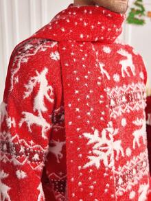 Manfinity RelaxMax 圣诞家庭驯鹿几何图案男式毛衣 - 紅色 - 查看 5