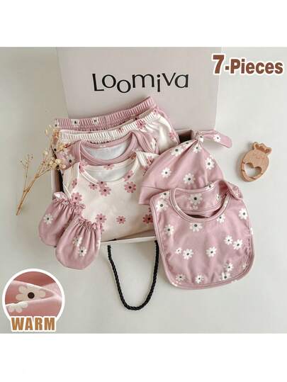 Loomiva Newborn Baby Floral Digital Print Gift Set