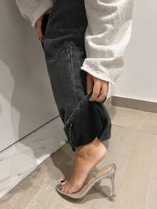 Jeanoix Y2K Low Waist Distressed Denim Jeans - Grey - View 7