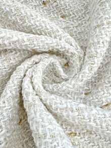 Islaluna Women's White Woven Fabric Button Detail Skort Casual Short Plain Zipper Skort Tweed Skirt