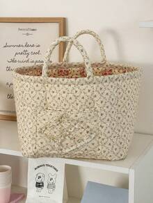 1 سلة تخزين عملية للزهور، سلة تخزين للأغراض المتنوعة، سلة تخزين للألعاب، سلة غسيل، سلة تخزين أحمر الشفاه وفرش المكياج ومنتجات العناية بالبشرة، ديكور منزلي، سلة نزهة محمولة، عناصر شائعة لعيد الميلاد - متعدد الألوان - مشاهدة 16