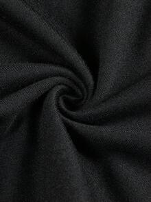 SHEIN EZwear Áo thun ngắn tay dài cổ tròn họa tiết tối giản màu đen 3 chiếc dành cho nữ, mùa thu/đông - màu đen - Xem 4