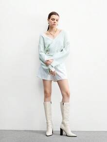 CUCCOO BIZCHIC 优雅尖头高跟踝靴，米色高品质通勤靴，时尚百搭的新款高筒靴，展现女性魅力与优雅 - 米色 - 查看 10