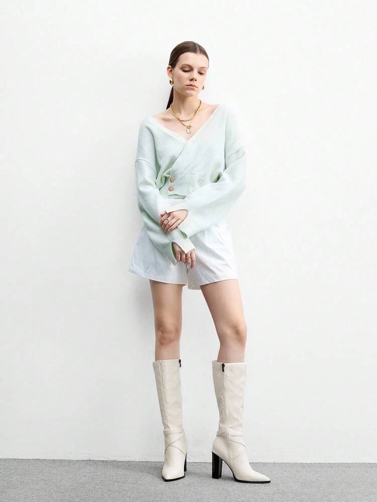 CUCCOO BIZCHIC エレガントなポインテッドトゥ ハイヒール アンクルブーツ、ベージュ高品質通勤ブーツ、ファッショナブルで多用途な新作ロングブーツ、女性らしい魅力とエレガンスを演出