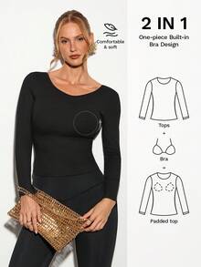 Nuvra Women's Sexy Backless Knit Casual Top With Built-In Chest Pad - Black - View 3