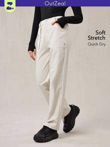 OutZeal 女式吸湿排汗快干贴袋直筒白色户外裤日常休闲裤 - 白色 - 查看 1
