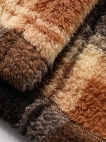 DAZY Bata de mujer con estampado de cuadros, de felpa, cálida y acogedora para el invierno