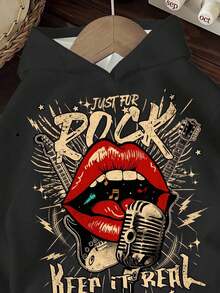 Slaydiva Going Out Tops For Women/Fall Clothes For Women/Winter Clothes For Women/Y2k Clothes/Streetwear/Back To School/Casual Street/Fit For Hip Hop/Women's Casual Street Print Hoodie Sweatshirt/Fit For Hip Hop/Grunge/Rock And Roll Graphic