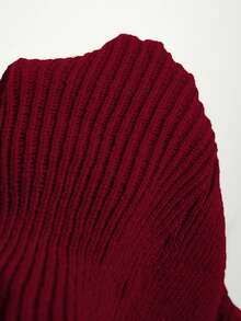 Mistrie 女士毛衣裙针织长袖卡其色短款深V领旅行度假派对夜店女装春秋款冬夏款 - 紅色 - 查看 6