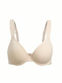 1pc Women's Minimalist Solid Color Underwire Bra - Apricot - View 3