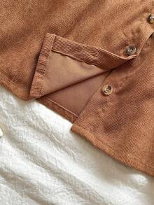 Vintaside Kids Baby Girls' Corduroy Ditsy Floral Dress, Countryside Style, Elegant & Cute, Suitable For Spring, Autumn And Winter Transition Seasons - Brown - View 7