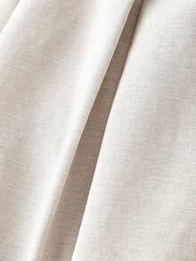 SHEIN MOD 加大码杏色复古翻领纽扣前腰收腰中长连衣裙 - 杏色 - 查看 8