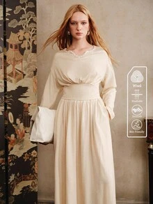 Aveloria Ensemble 2 pièces femme, Top tricoté épaules dénudées à taille cintrée, style vintage chic et élégant pour le travail. Style rétro, automne. Tenue de professeur, Top beige avec jupe