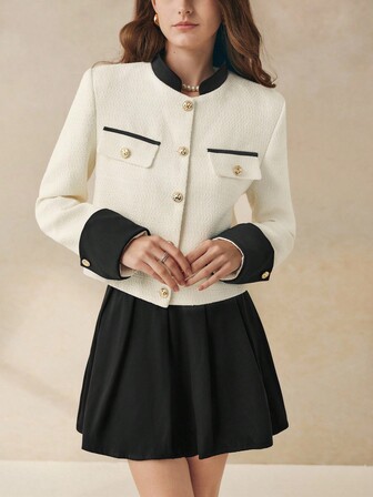 Cévolie 女士优雅法式修身西装外套和铅笔裙两件套，适合通勤