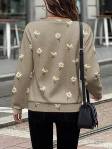 EMERY ROSE Sudadera con cremallera frontal y cuello redondo para mujer, ropa de otoño e invierno