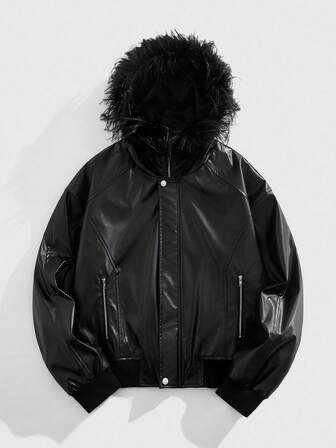 Street Life Herren modische Jacke mit Kapuze und Fellkragen, Herbst