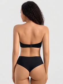 1pc Women's Solid Color Fashion Underwire Bra - Black - View 2