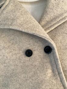 SHEIN 1pc Apricot Gray Woolen Long Sleeve Lapel Jacket, Casual Fashionable Street Style, Suitable For School And Everyday Wear, Spring & Winter