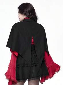 ROMWE Goth 女式哥特式黑色蝙蝠翼不对称下摆披肩 - 黑色 - 查看 3