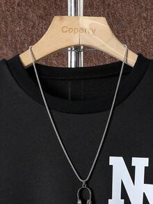 2pcs/Set Casual Teenager Boys Letter Print Crew Neck Sweatshirt And Jogger Pants Set, Suitable For Daily Commute And Sports Wear - Black - View 5